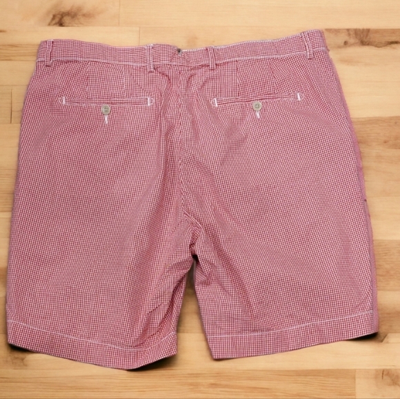 DANIEL CREMIEUX Newport Men's 100% COTTON SHORTS Red Checkered Preppy Pant Sz 38 - Picture 2 of 11